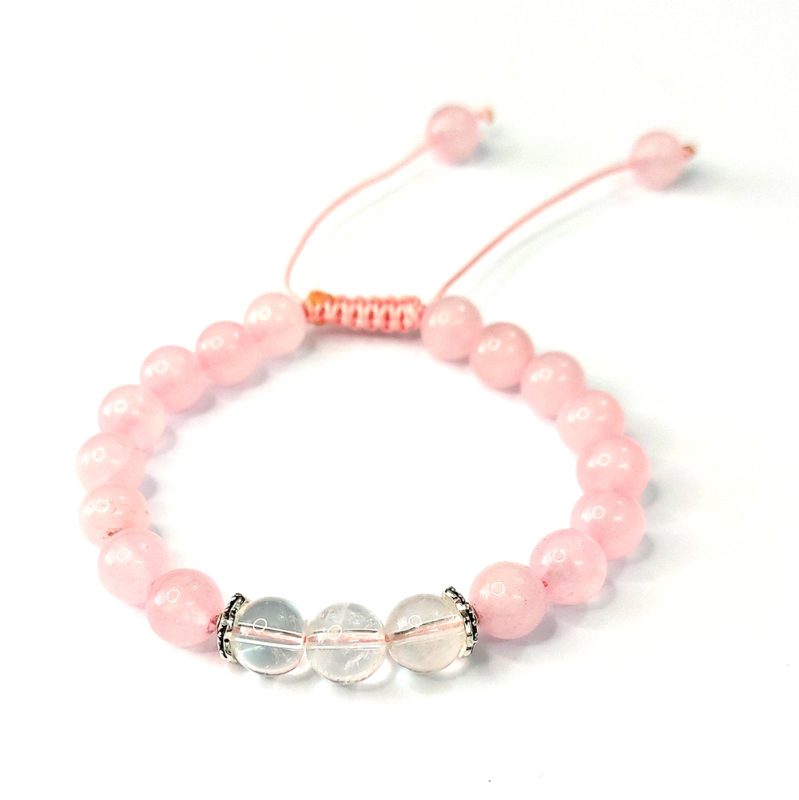 دستبند عشق سنگ کوارتز و خرجکار نقره کد 21