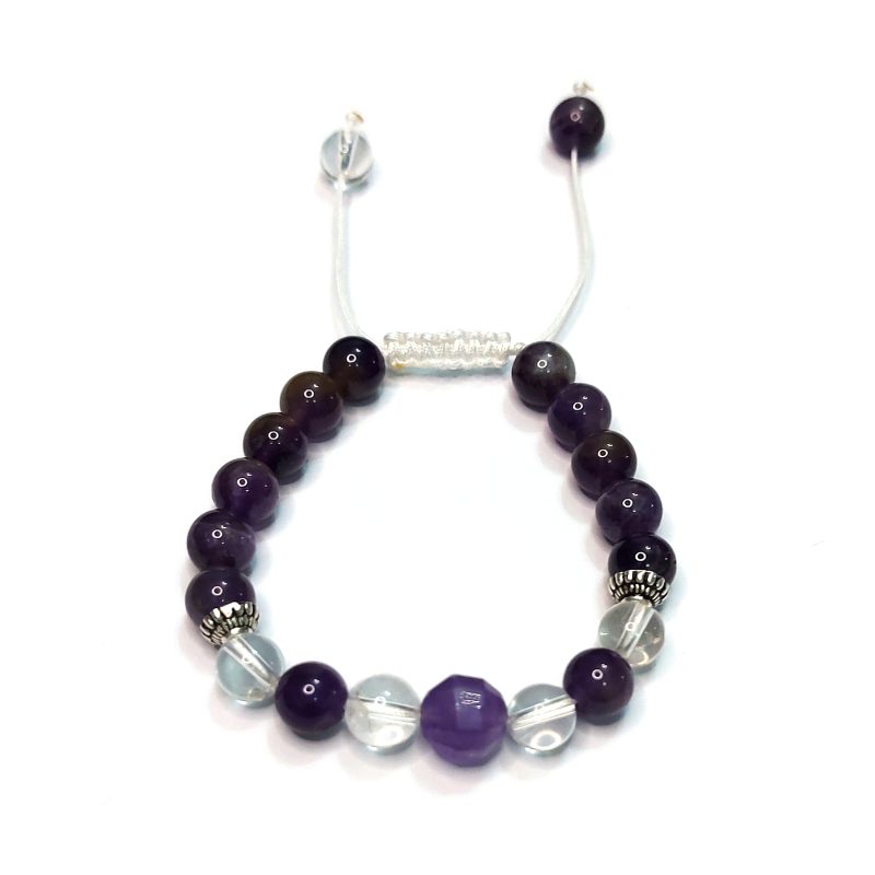 دستبند کریستال کوارتز و آمیتیست کد 310032