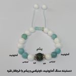 دستبند سنگ اونیکس، آمازونیت، یشم و نقره کد 30