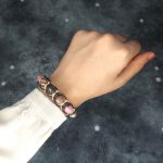 دستبند رودونیت بافت چرم کد68