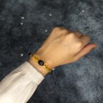 دستبند سنگ سیترین و عقیق سیاه