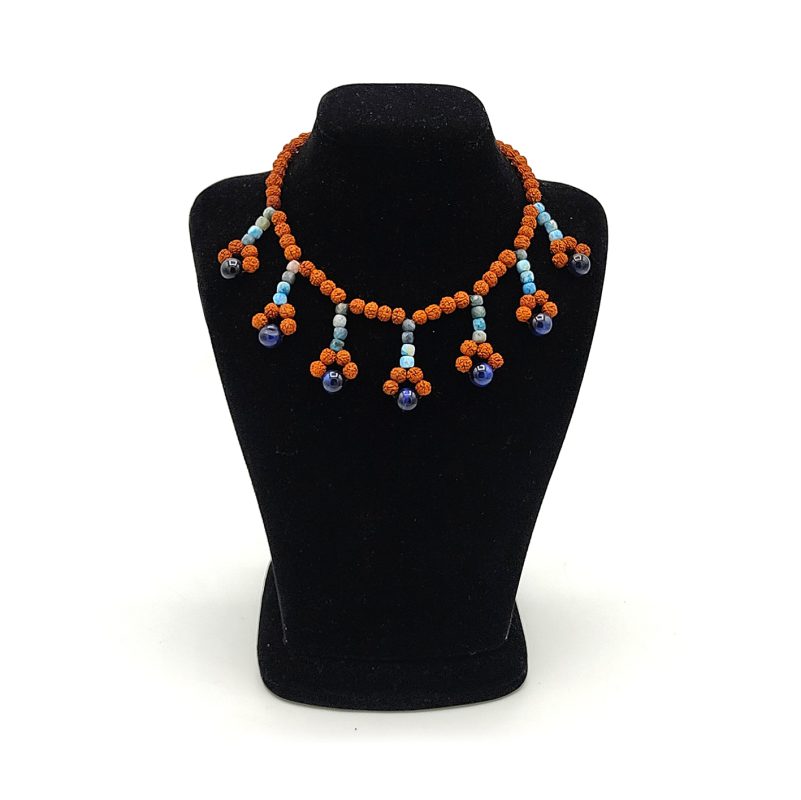 گردنبند سنگ آپاتیت ، چشم ببر و رودراکشا