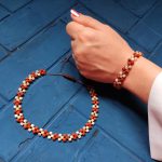 ست دستبند و گردنبند سنگ سان استون و رودراکشا کد33