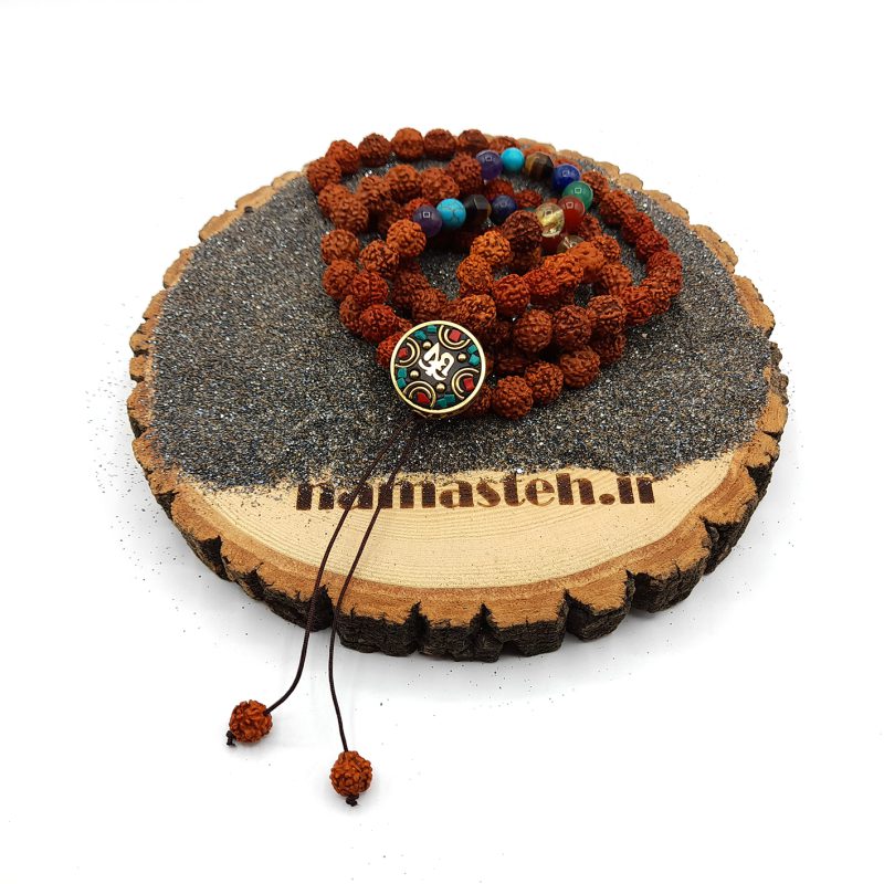 گردنبند سنگ هفت چاکرا ، رودراکشا با پلاک تبتی کد 20