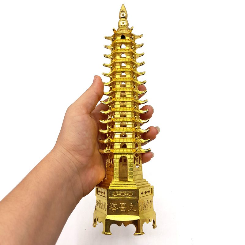 برج دانش پاگودا فنگ شویی نماد دانش و موفقیت فلزی ارتفاع 26 سانتی متر