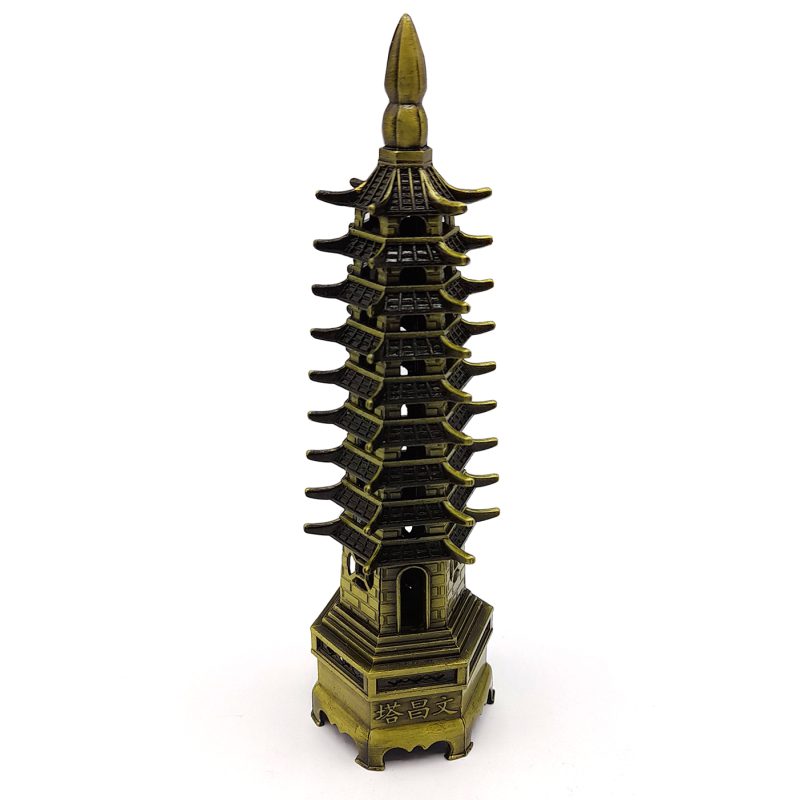 برج دانش پاگودا فنگ شویی نماد دانش و موفقیت فلزی ارتفاع 12 سانتی متر