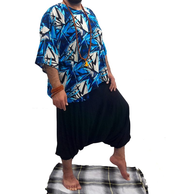 ست شلوار تبتی و پانچ آبی کد 230010