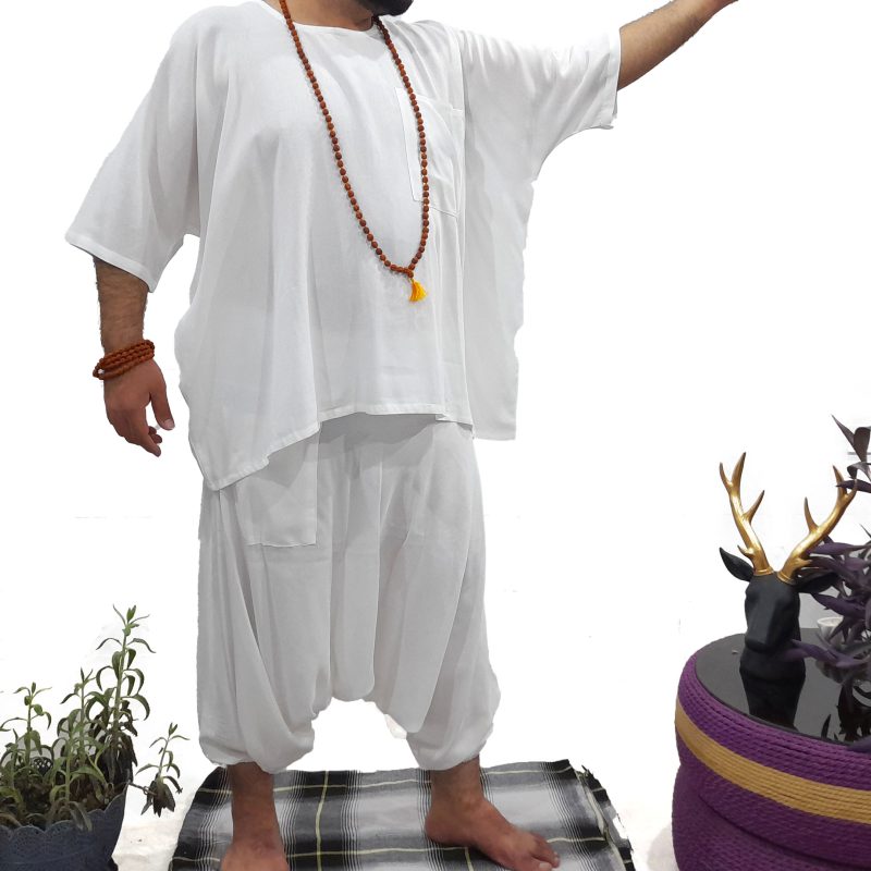 ست شلوار تبتی و تن پوش سفید کد 230011