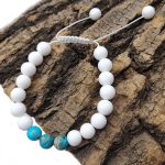 دستبند اونیکس سفید و فیروزه کد 310125