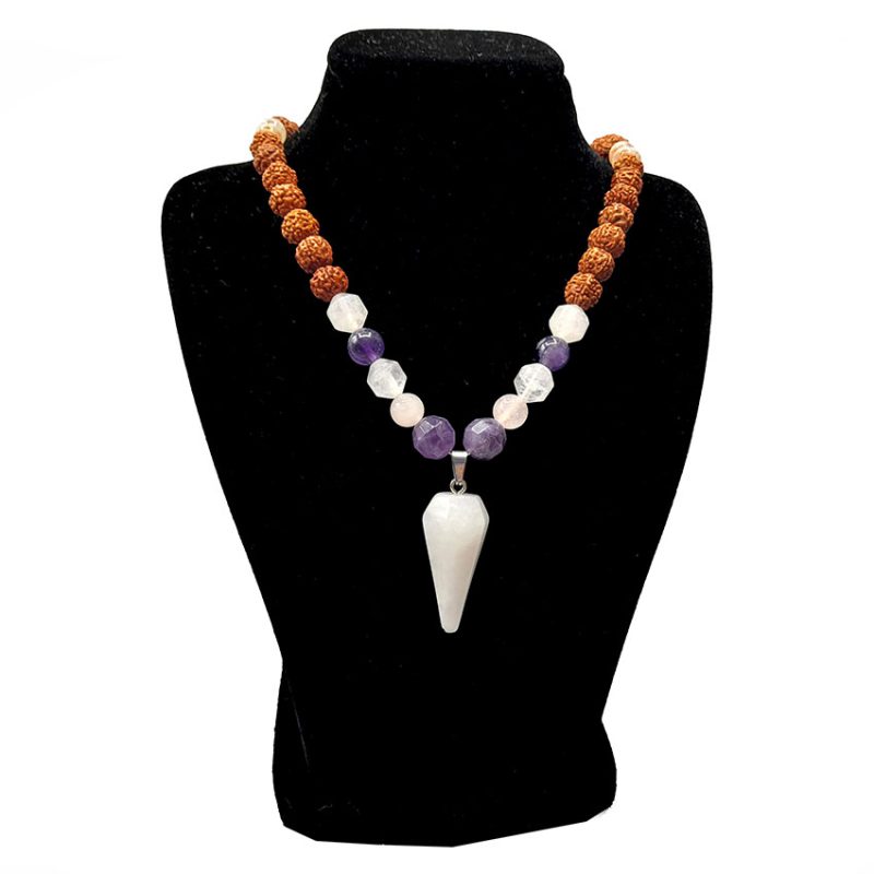 گردنبند سنگ کوارتز ، سیترین ، عقیق سلیمانی و آمیتیست کد 320078