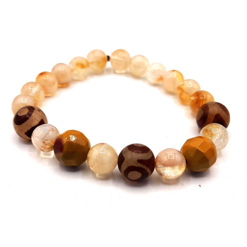 دستبند سنگ سیترین کوارتز و موکائیت کد 310122