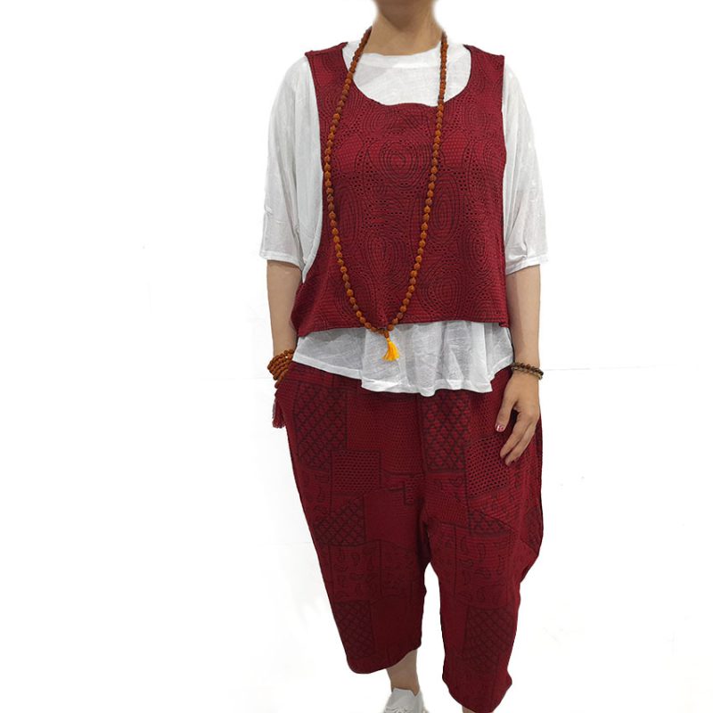 ست 3 تیکه تبتی زرشکی کد 230028