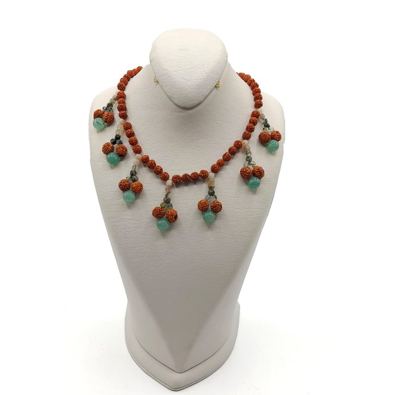 گردنبند سنگ تراش جواهری سان استون ، زمرد و آونتورین کد 320071