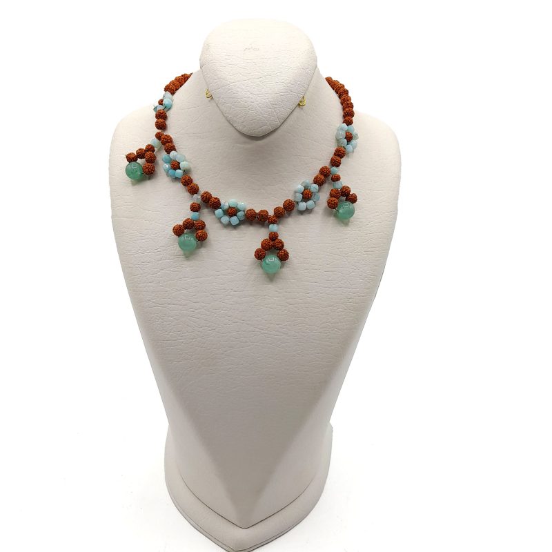 گردنبند سنگ تراش جواهری آمازونیت و آونتورین کد 320072