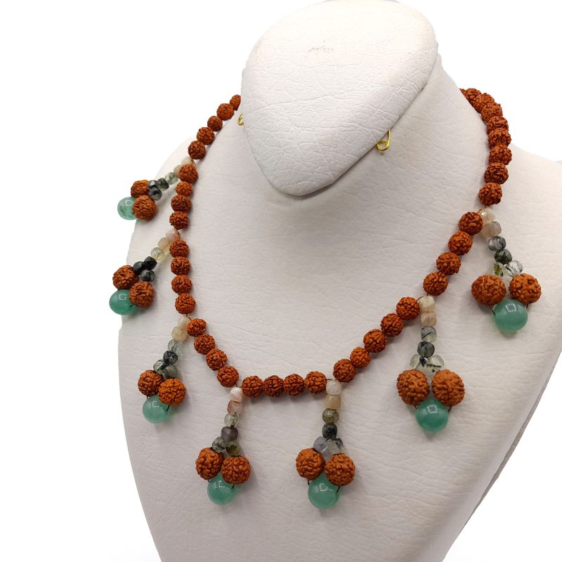 گردنبند سنگ تراش جواهری سان استون ، زمرد و آونتورین کد 320071