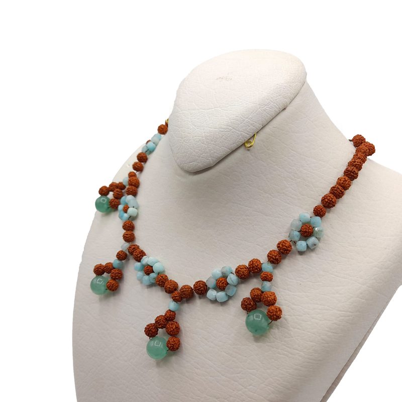 گردنبند سنگ تراش جواهری آمازونیت و آونتورین کد 320072