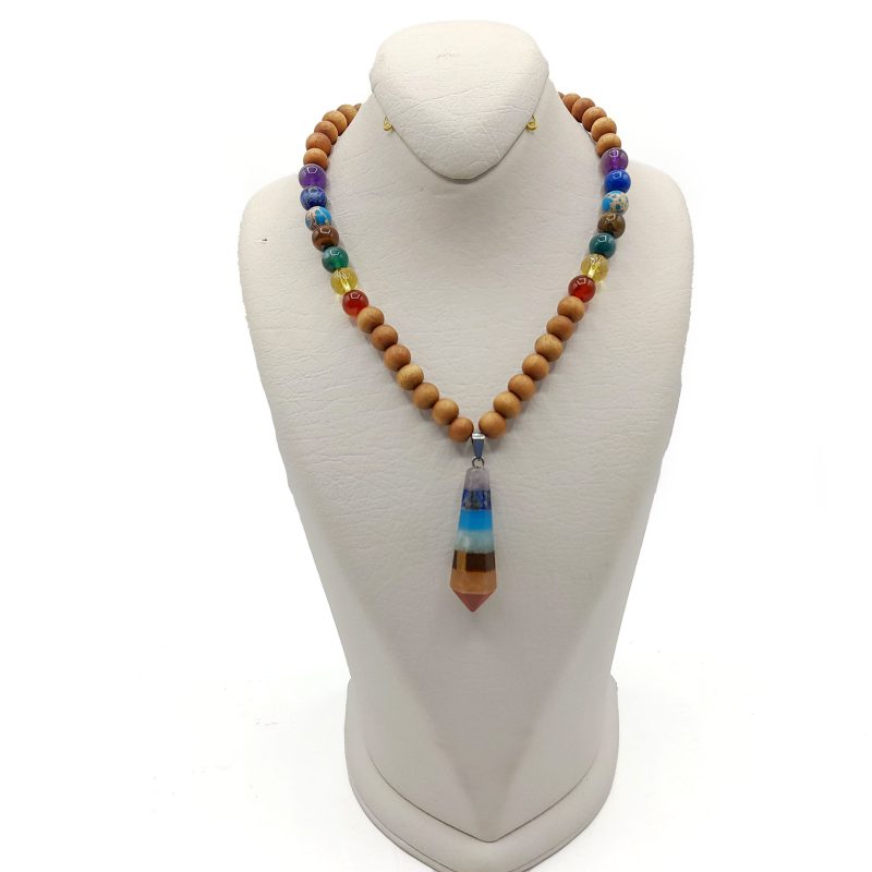 گردنبند سنگ هفت چاکرا و چوب معطرصندل کد 320068