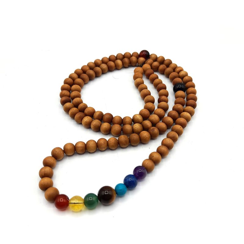 گردنبند سنگ هفت چاکرا و چوب معطرصندل کد 320068