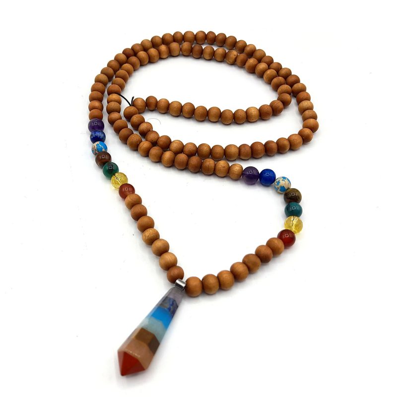 گردنبند سنگ هفت چاکرا و چوب معطرصندل کد 320068