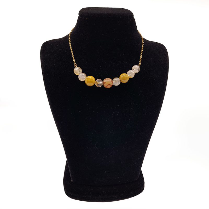 گردنبند سنگ سیترین ، موکائیت و مهره تبتی کد 320079