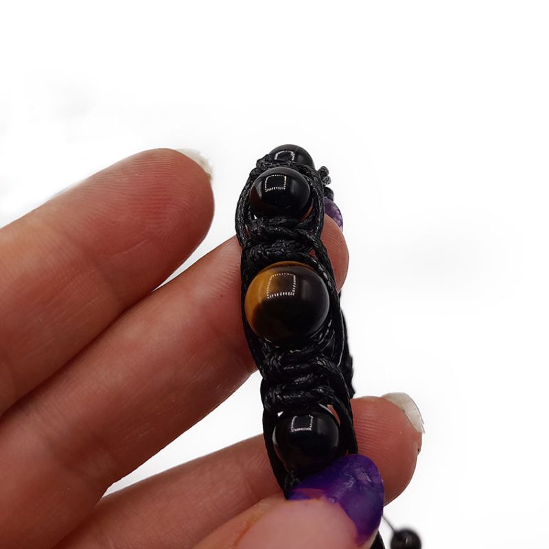 دستبند سنگ اونیکس و چشم ببر کد 310124