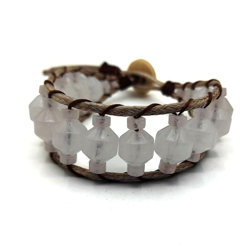 دستبند ست سنگ کوارتز صورتی و اونیکس کد 310130