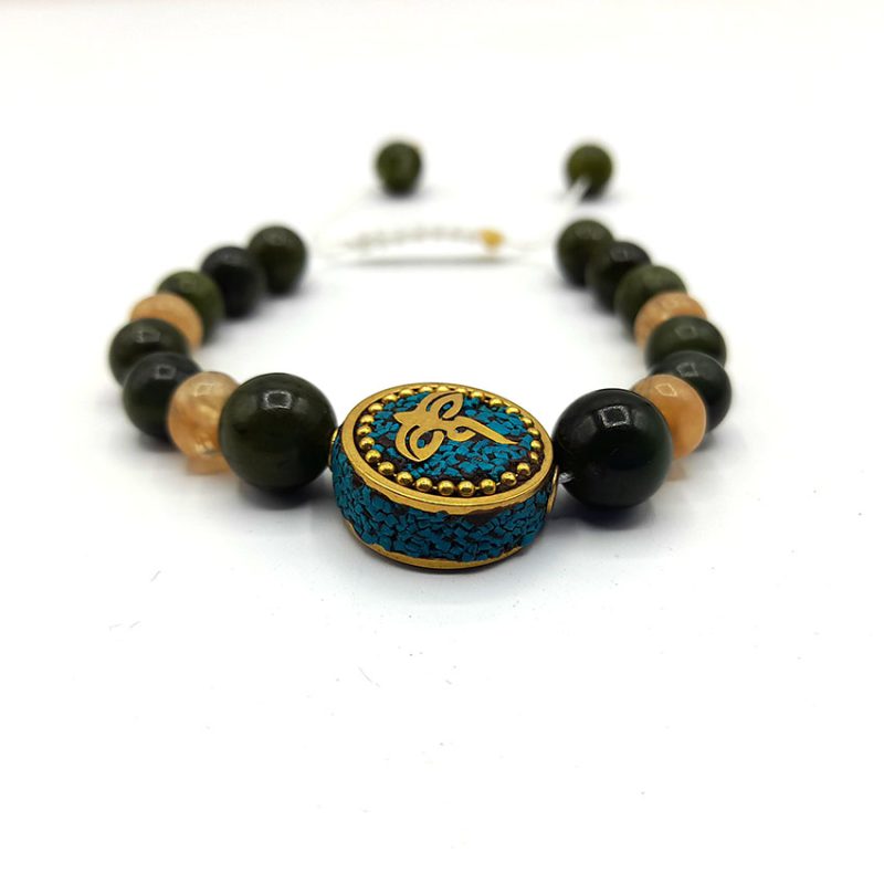 دستبند سنگی یشم و سیترین کوارتز کد 310132