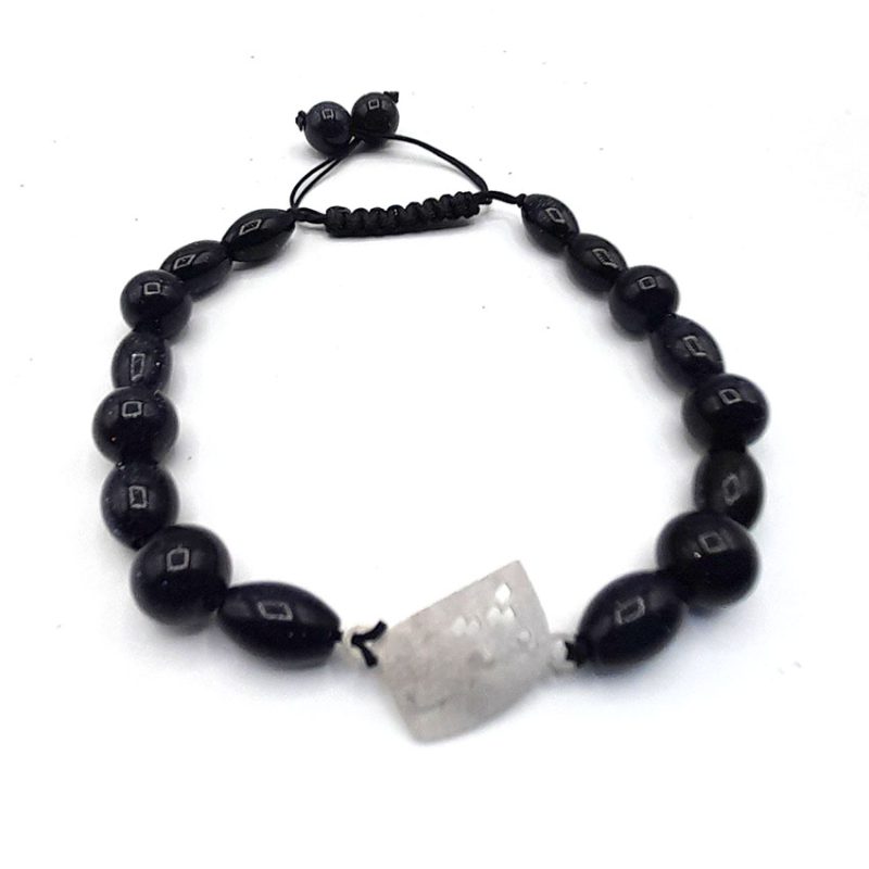 دستبند سنگی دلربا و پلاک نقره عشق کد 310133