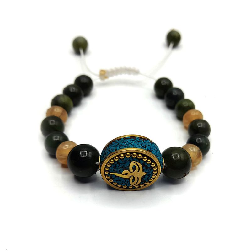 دستبند سنگی یشم و سیترین کوارتز کد 310132