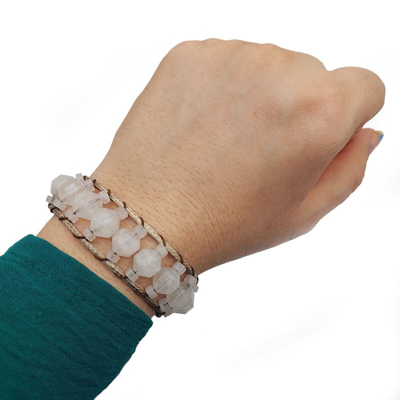 دستبند ست سنگ کوارتز صورتی و اونیکس کد 310130