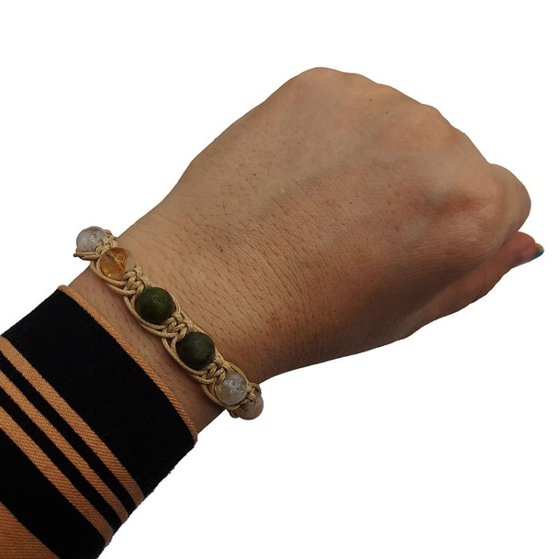 دستبند سنگ سیترین کوارتز و یشم کد 310143