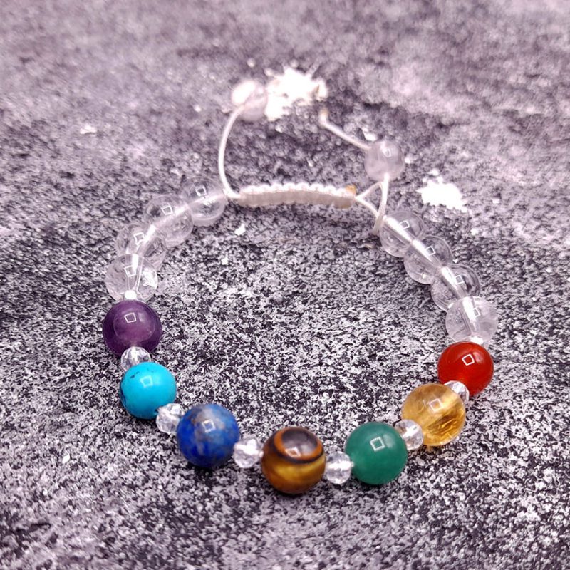 دستبند سنگ هفت چاکرا و کریستال کوارتز کد 310140