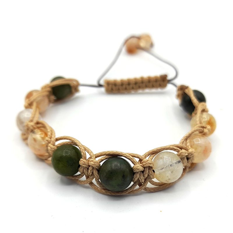 دستبند سنگ سیترین کوارتز و یشم کد 310143