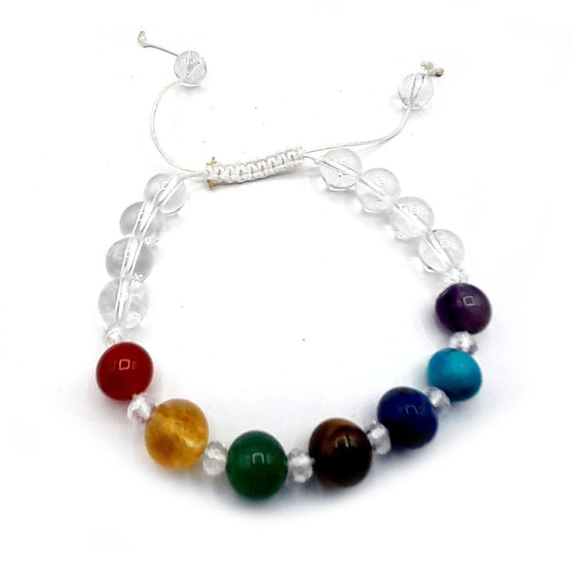 دستبند سنگ هفت چاکرا و کریستال کوارتز کد 310140