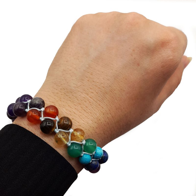 دستبند دو ردیفه آمیتیست وهفت چاکرا کد 310156