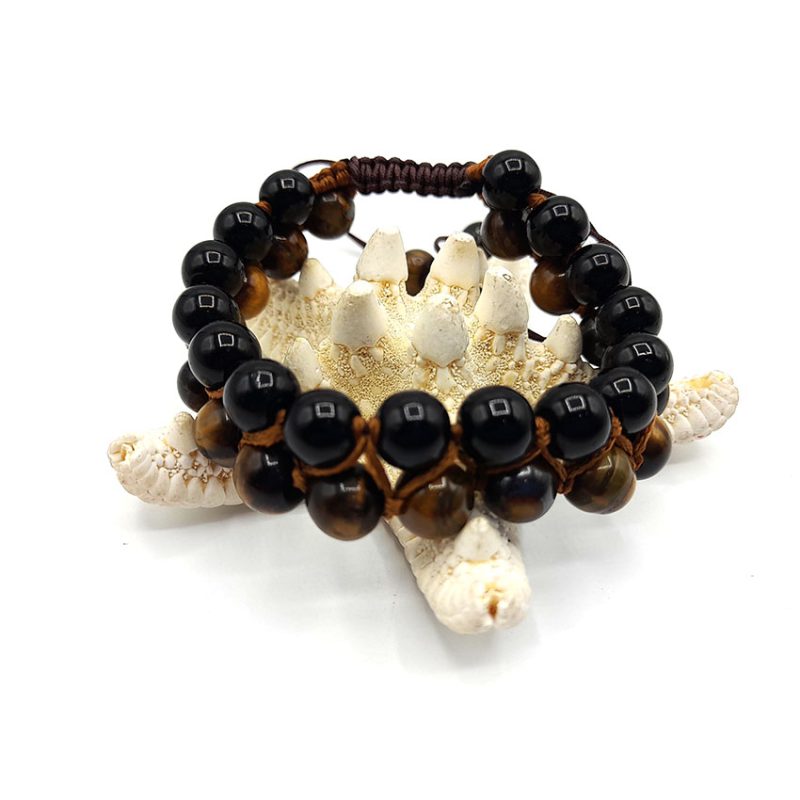 دستبند دو ردیفه چشم ببر اونیکس مشکی کد 310160