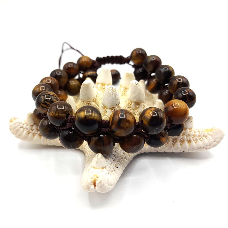 دستبند دو ردیفه سنگ چشم ببر کد 310161