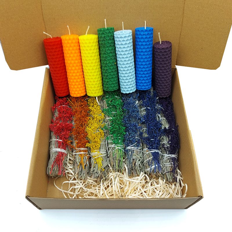 پک اسماج ، شمع موم عسل مدل هفت چاکرا کد 540016