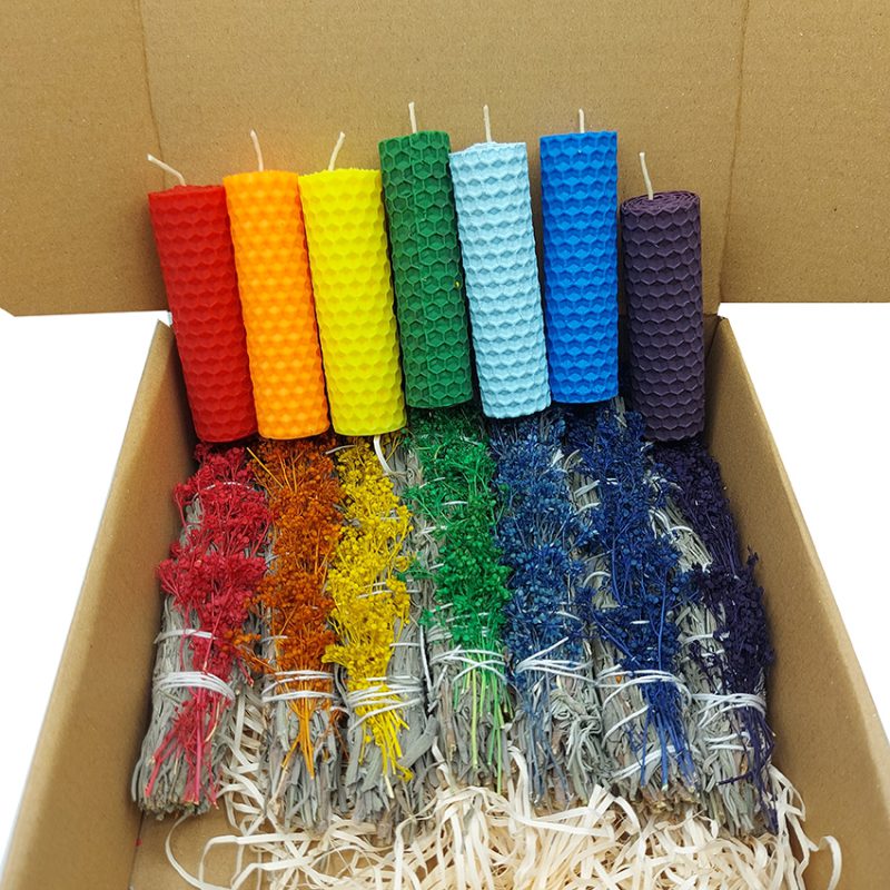 پک اسماج ، شمع موم عسل مدل هفت چاکرا کد 540016