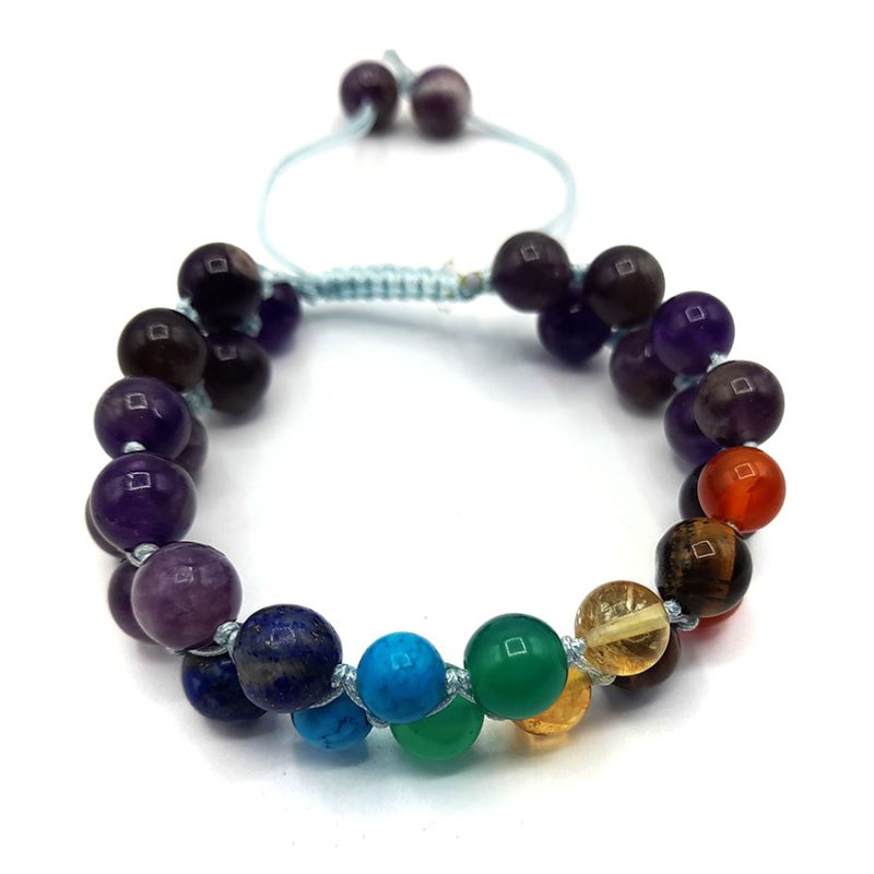 دستبند دو ردیفه آمیتیست وهفت چاکرا کد 310156