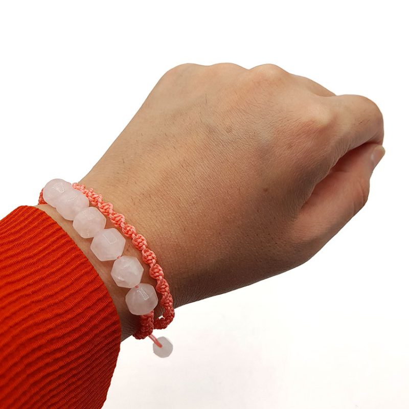 دستبند سنگ کوارتز صورتی کد 310155