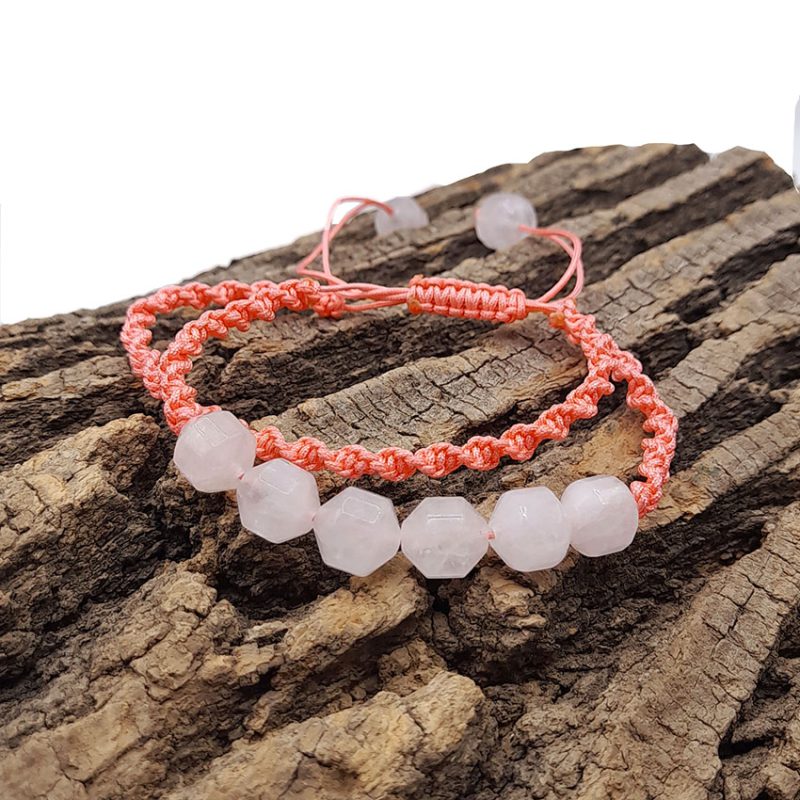 دستبند سنگ کوارتز صورتی کد 310155