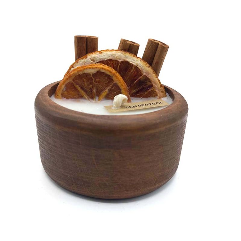 شمع طرح کاسه چوبی مدل دارچین پرتقال550080