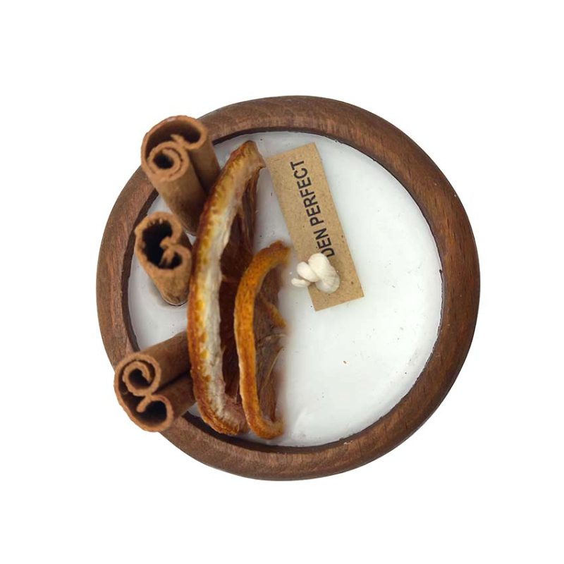 شمع طرح کاسه چوبی مدل دارچین پرتقال550080