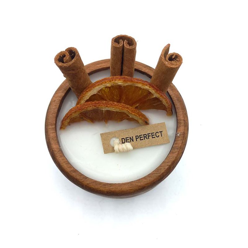 شمع طرح کاسه چوبی مدل دارچین پرتقال بزرگ550082