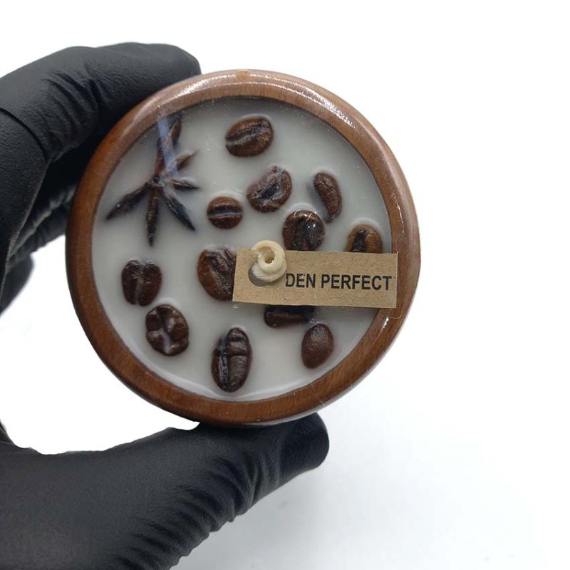 550083 شمع طرح کاسه چوبی مدل دانه قهوه بزرگ