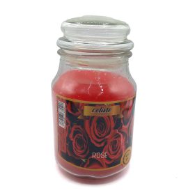 شمع معطر شیشه ای بزرگ سلین مدل گل رز550086
