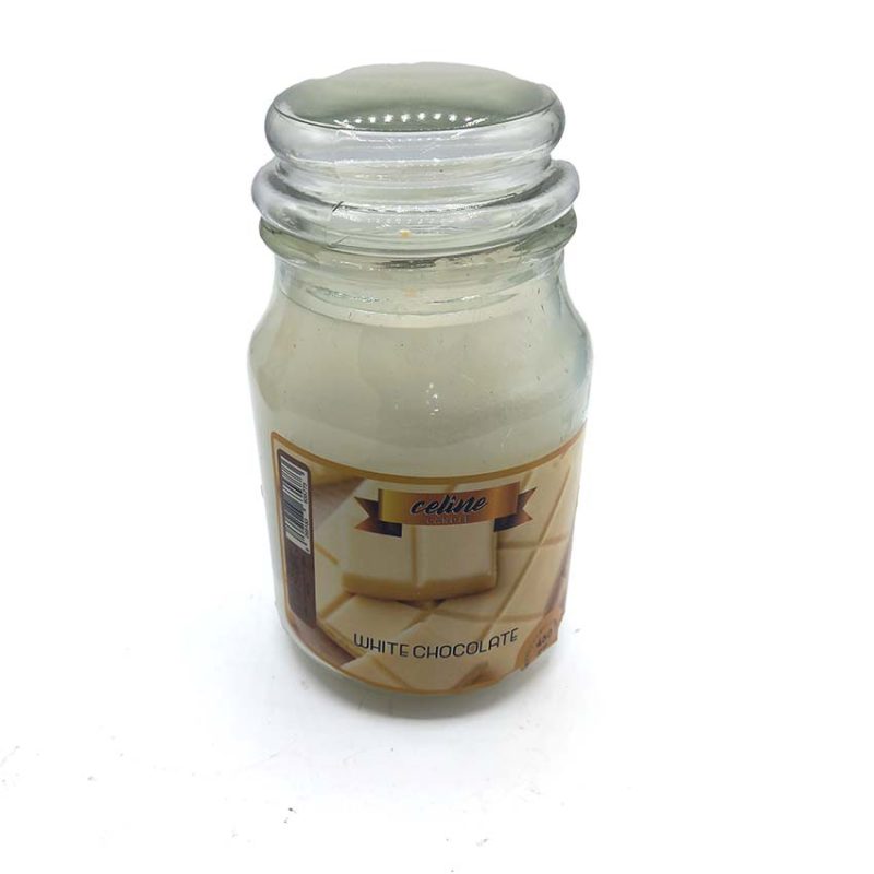 550089 شمع معطر شیشه ای بزرگ سلین مدل شکلات سفید ( وایت چاکلت )