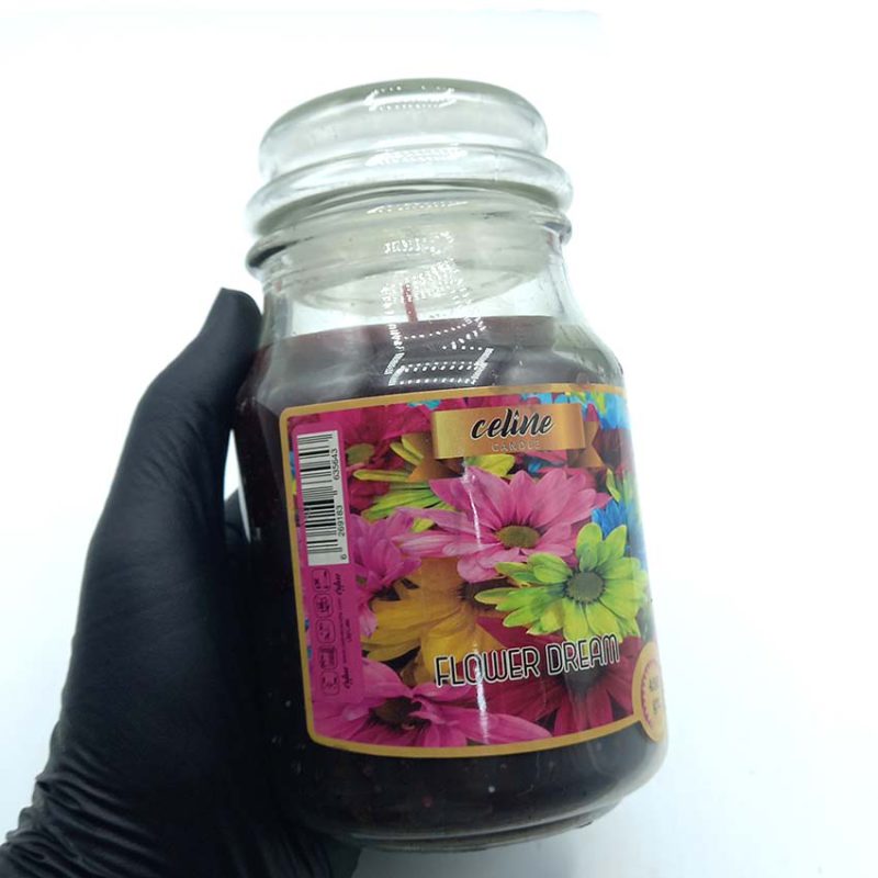 شمع معطر شیشه ای بزرگ سلین مدل گل
