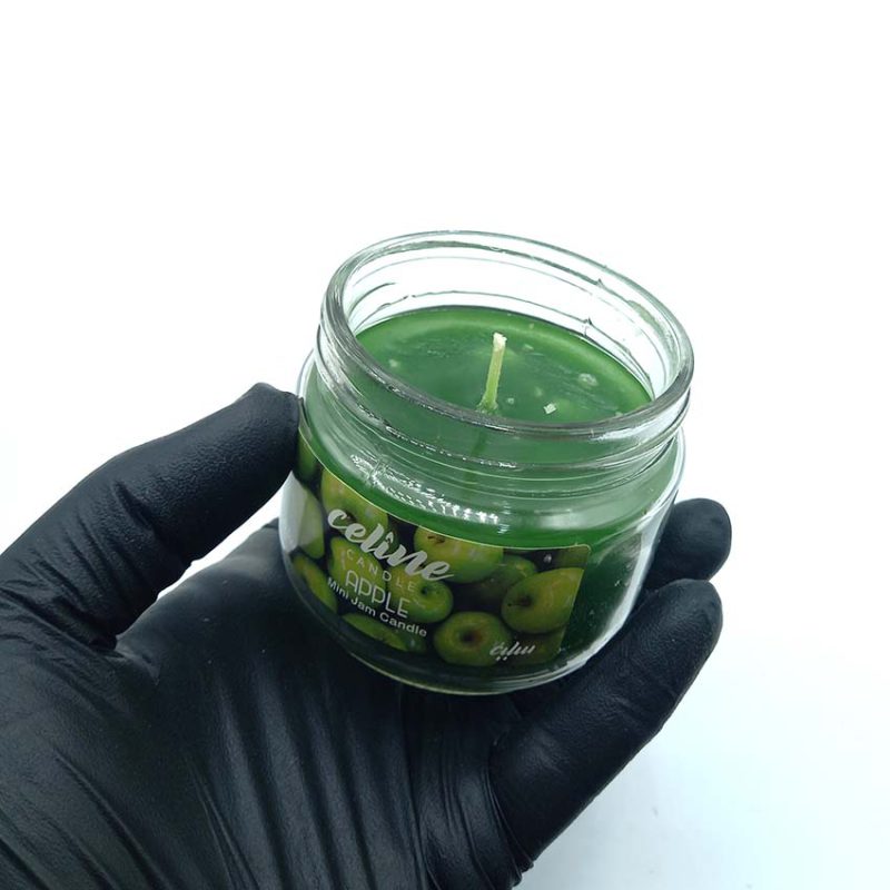 550038 شمع معطر شیشه ای درب فلزی سلین مدل سیب ( اپل )